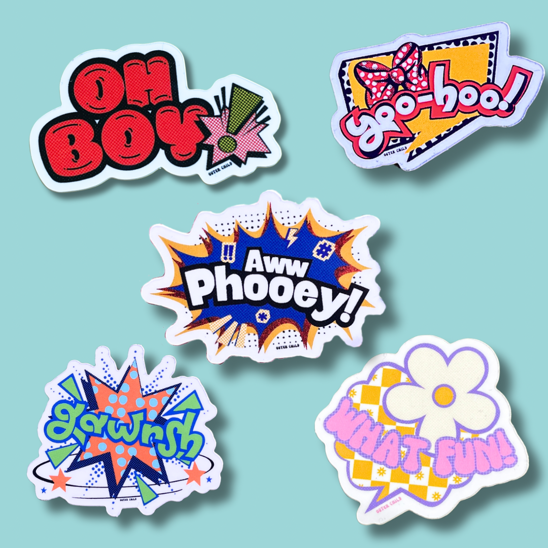 5 Pack Comical Characters Vinyl Stickers