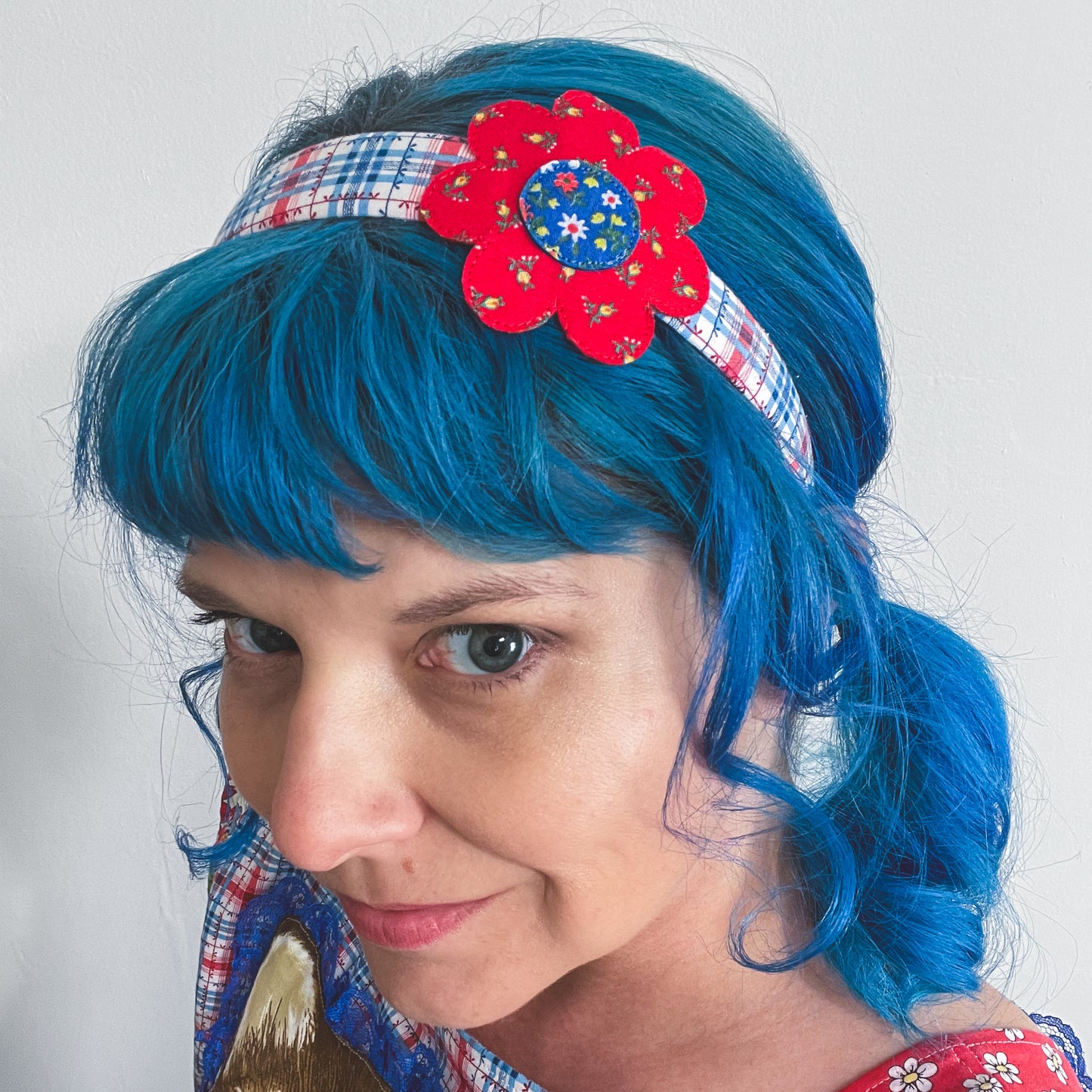 Retro Flower Headband - Red, White, and Blue