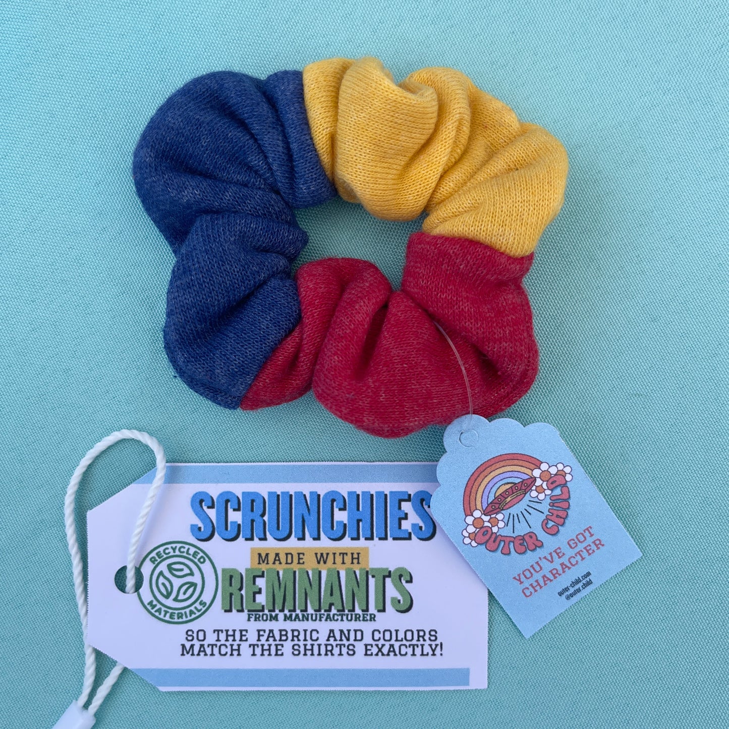 Red & Yellow & Blue Fleece Scrunchie
