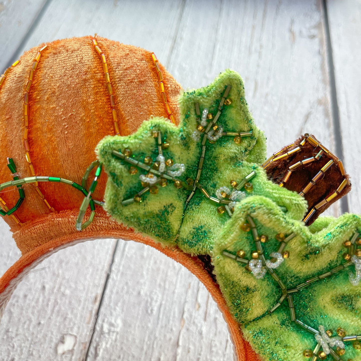 Hand Beaded Luxury Pumpkin Mouse Ear Headband