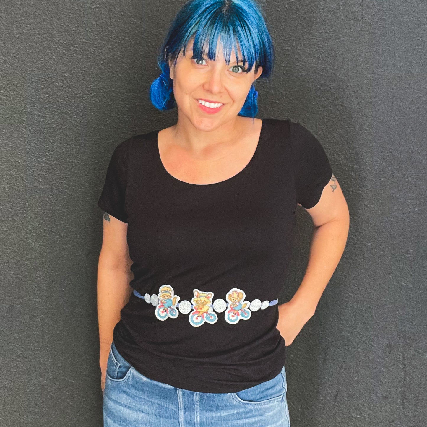 Kitty, Bunny, Puppy on a Bike Necklace