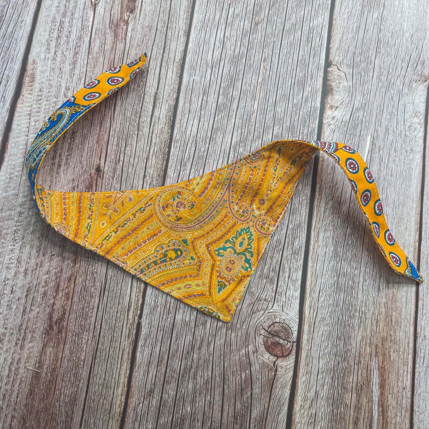 X-Small Bandana - Bright Blue & Orange Paisley