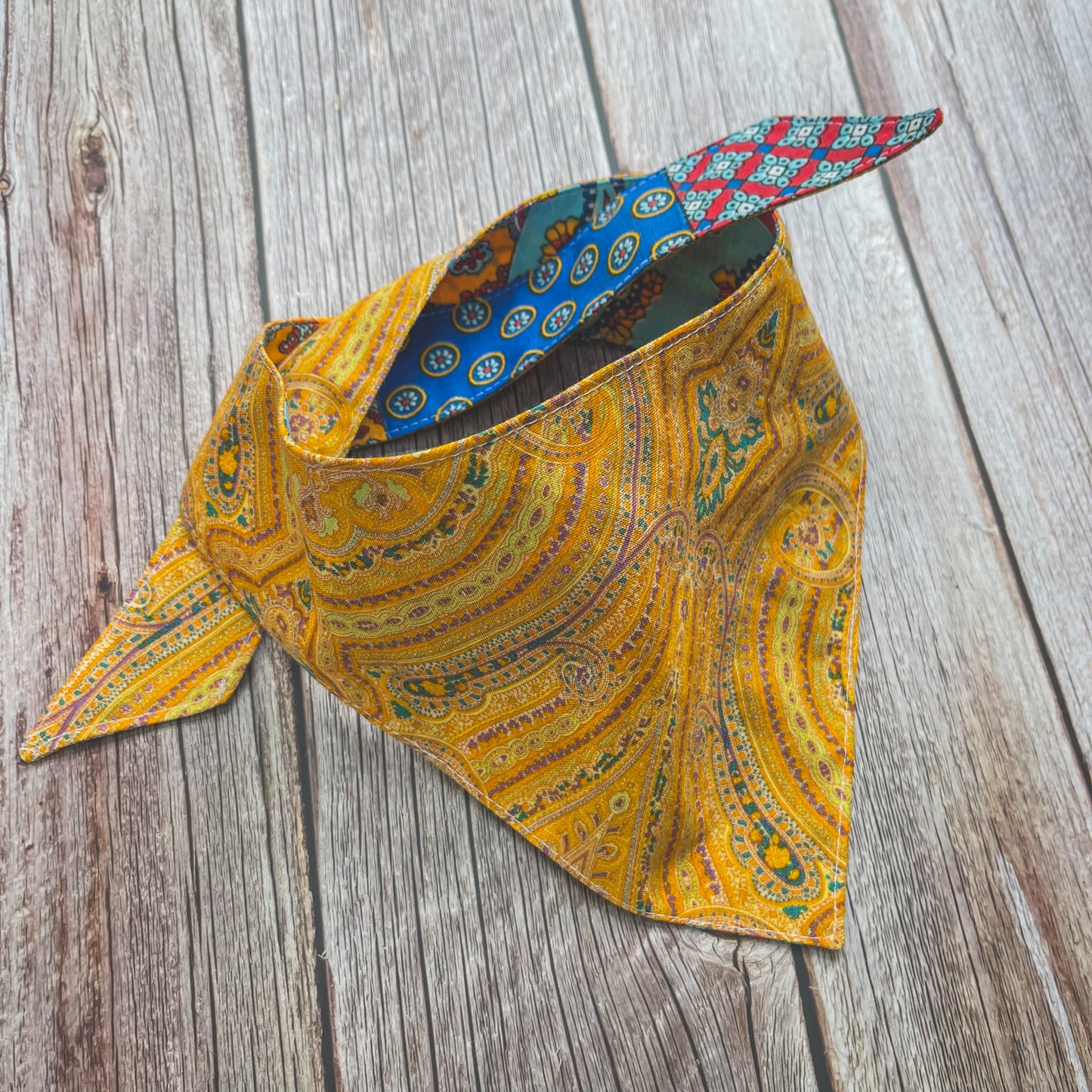 Medium Bandana - Bright Orange & Blue Paisley