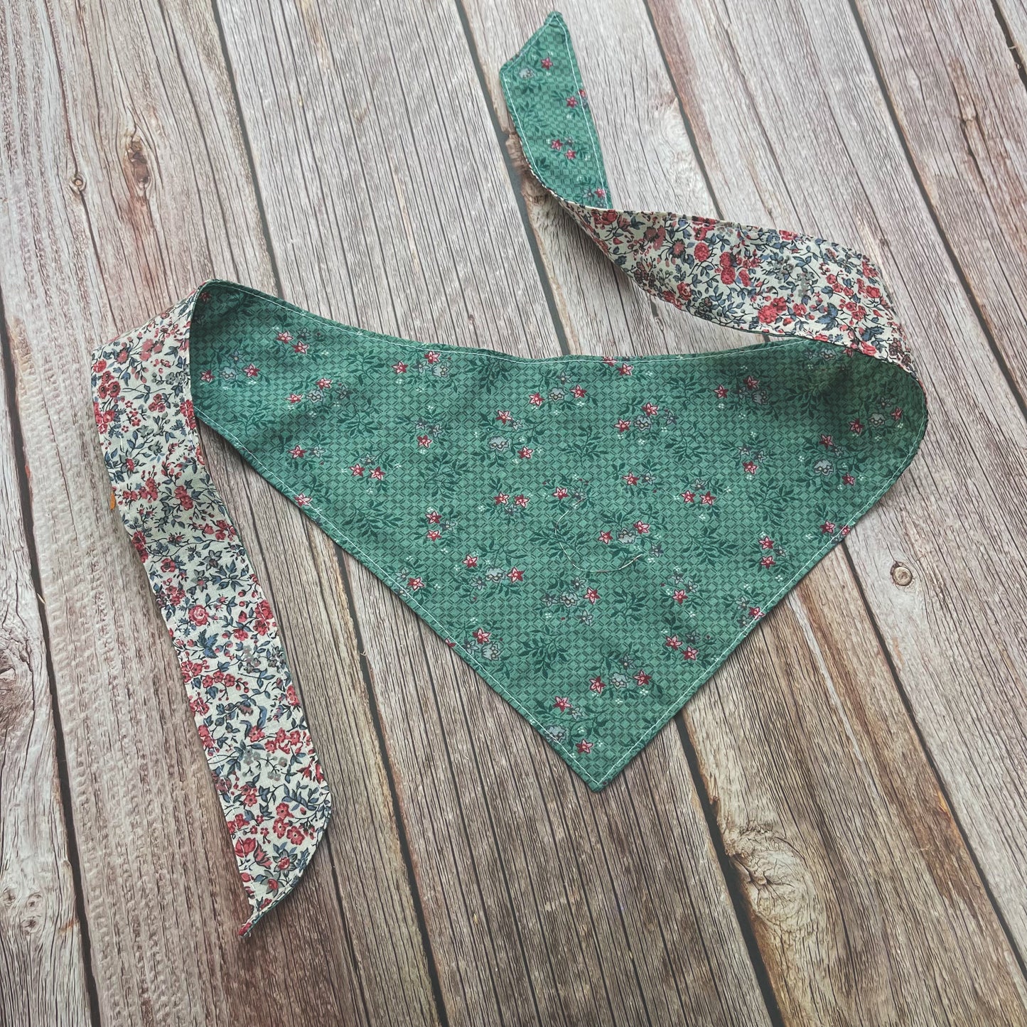Large Bandana - Teal, Pink & White Florals