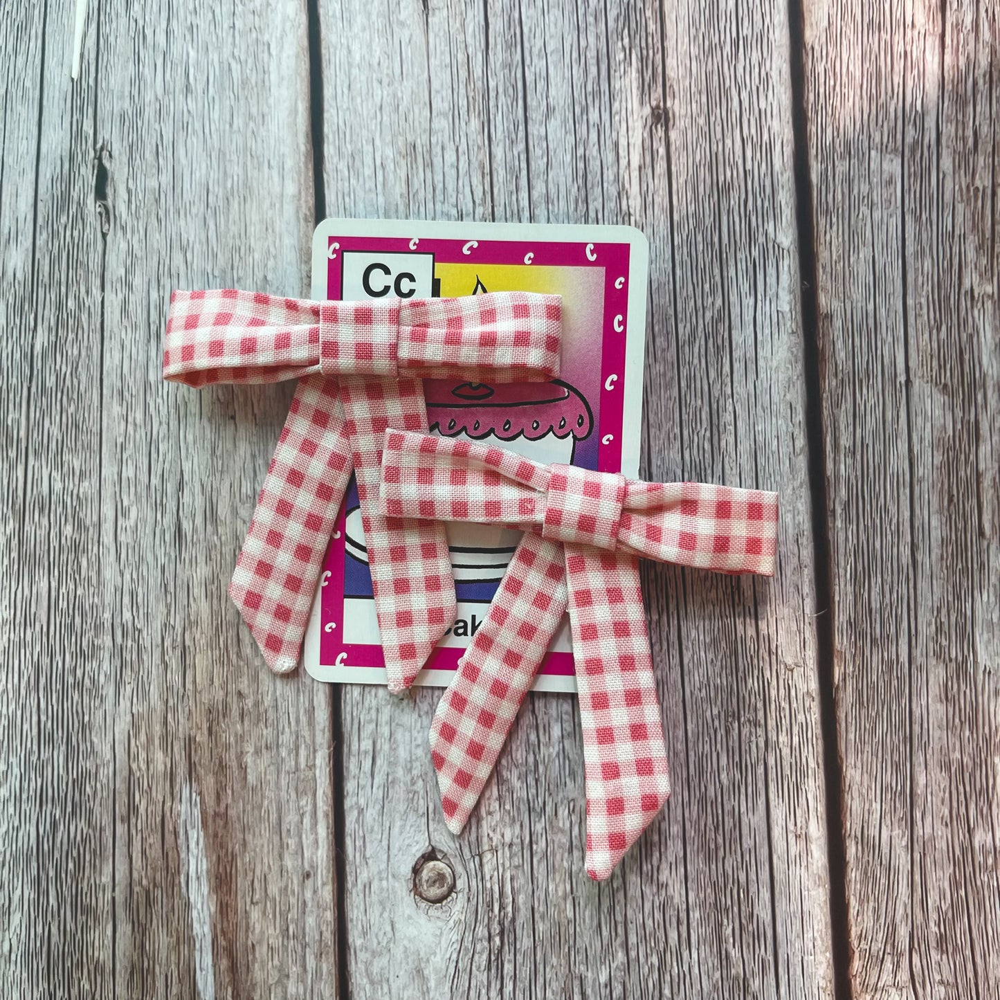 Pink Gingham Vintage Fabric Handmade Hair Bows