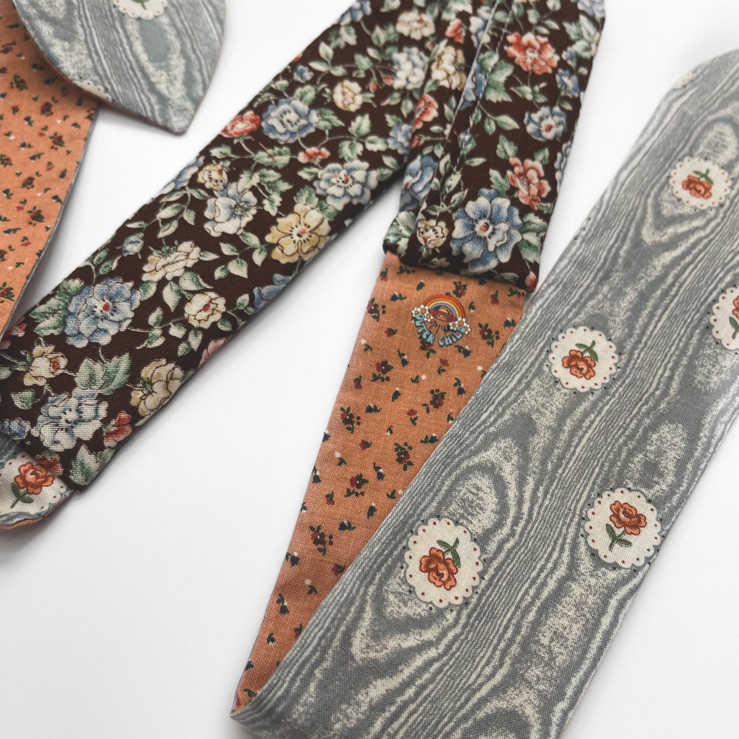 Retro Scarf - Brown, Pink and Gray Floral