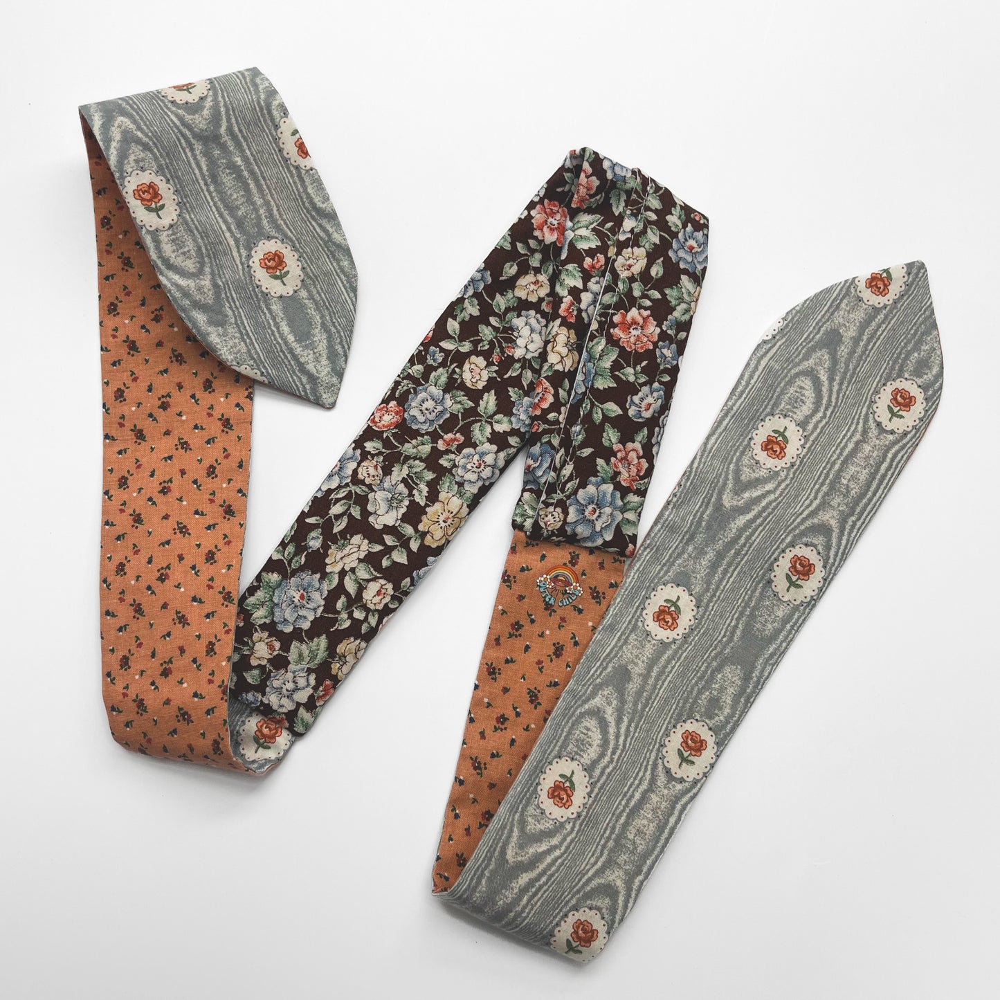Retro Scarf - Brown, Pink and Gray Floral