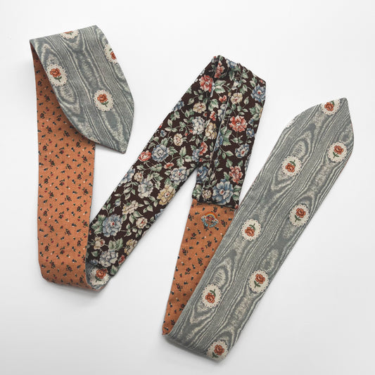 Retro Scarf - Brown, Pink and Gray Floral