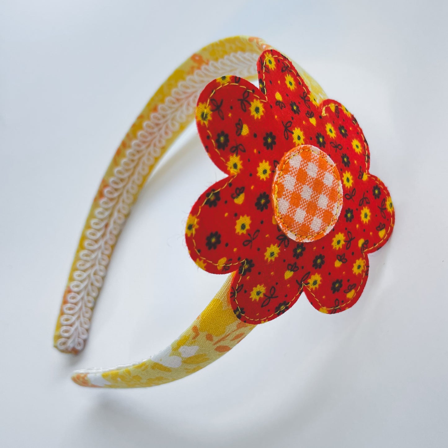 Retro Flower Headband - Red and Yellow