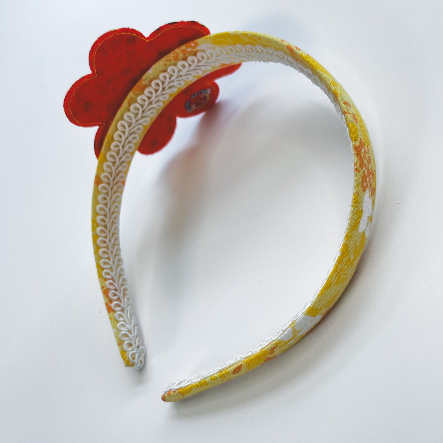Retro Flower Headband - Red and Yellow