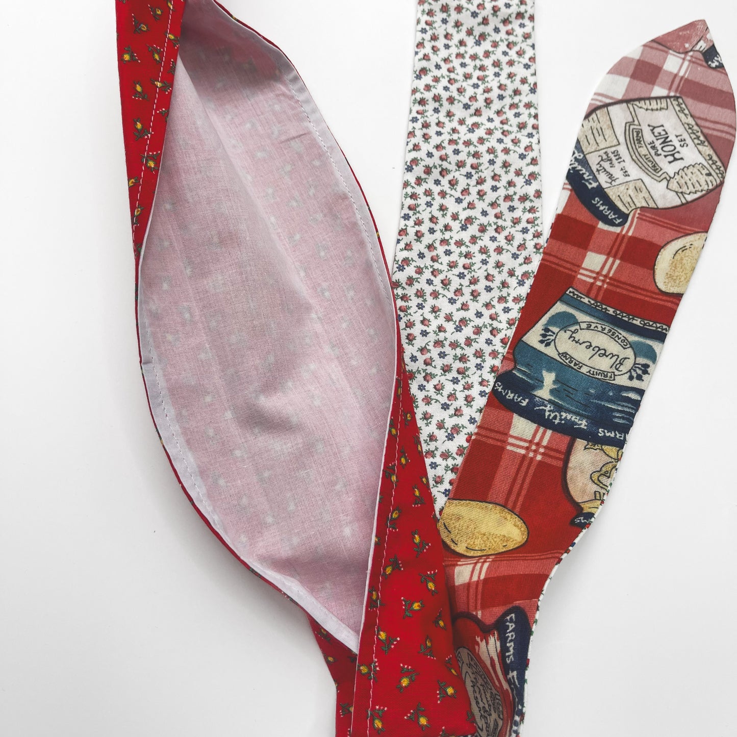 Retro Scarf - Red, White and Blue Flowers and Jams