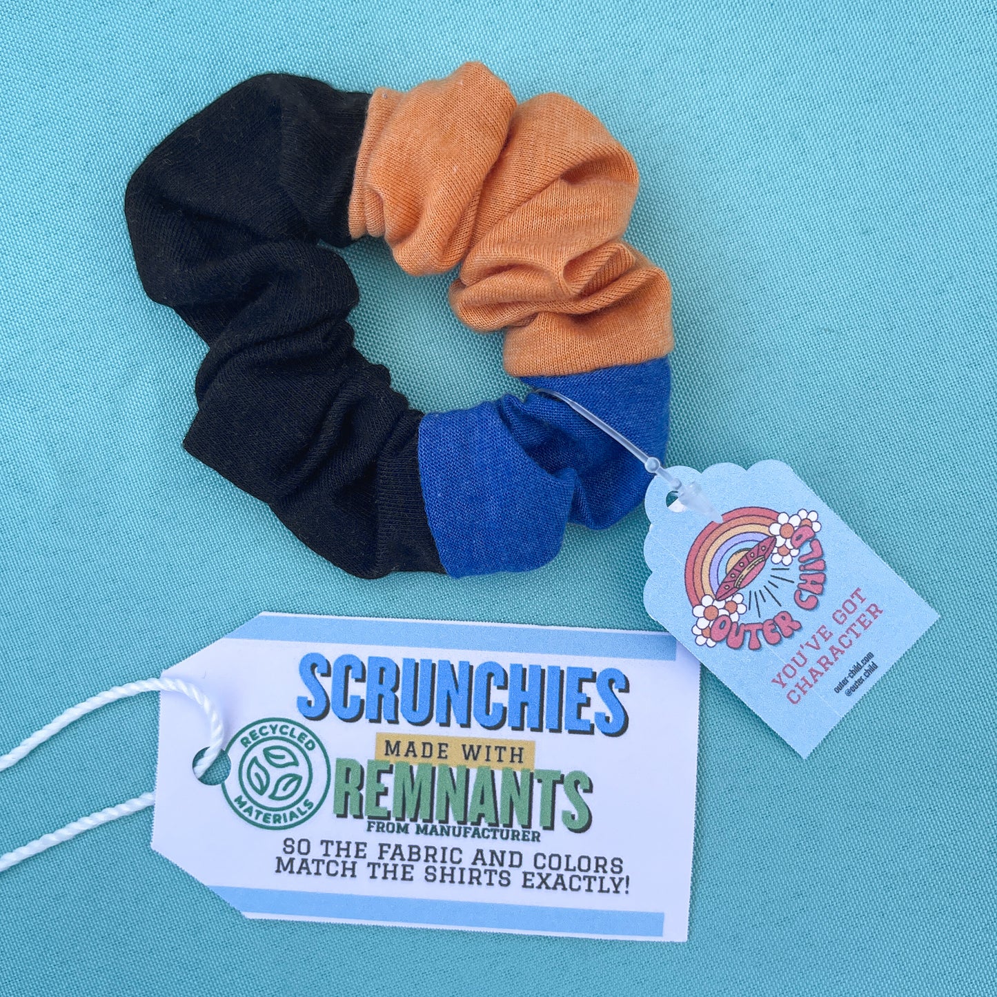 Black & Orange & Royal Blue Scrunchie