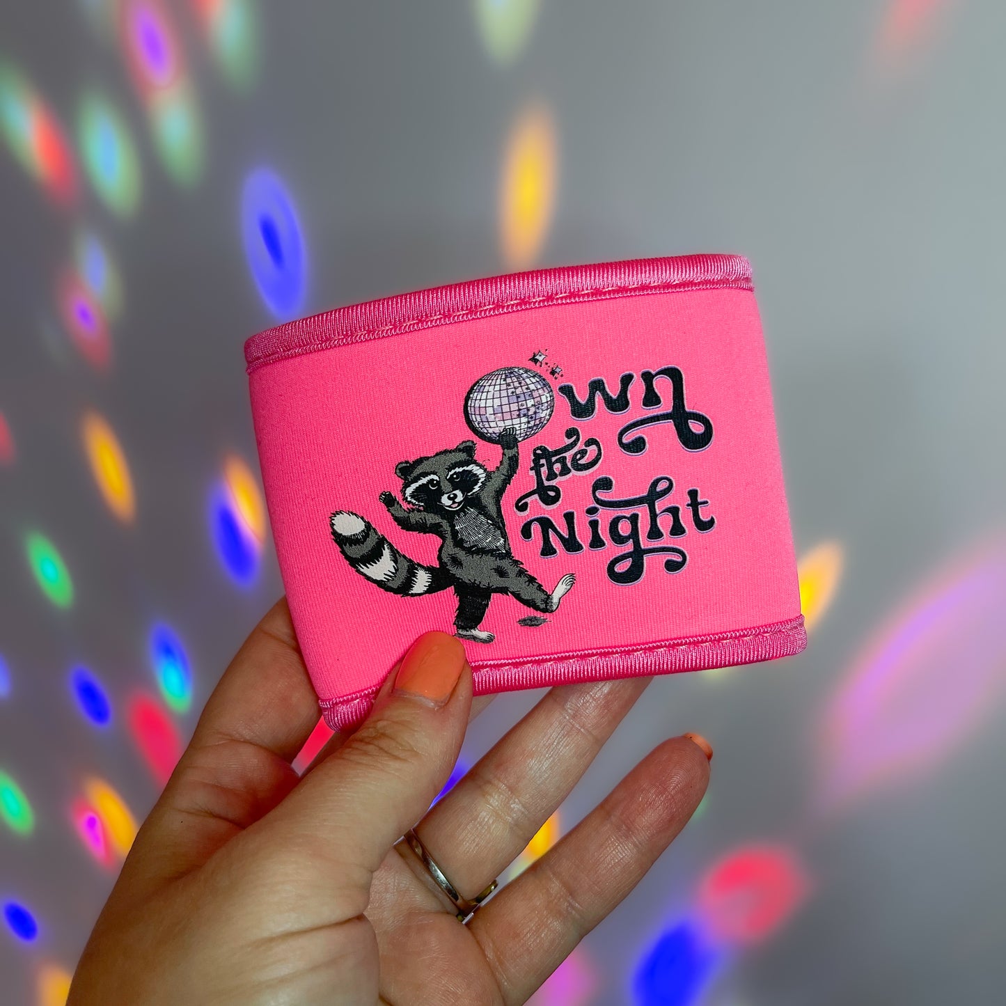 Own the Night Raccoon - Bright Pink - Coffee Cup Sleeve