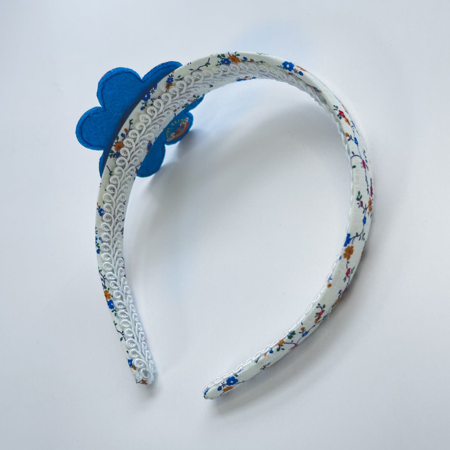 1" Retro Flower Headband - Blue and White