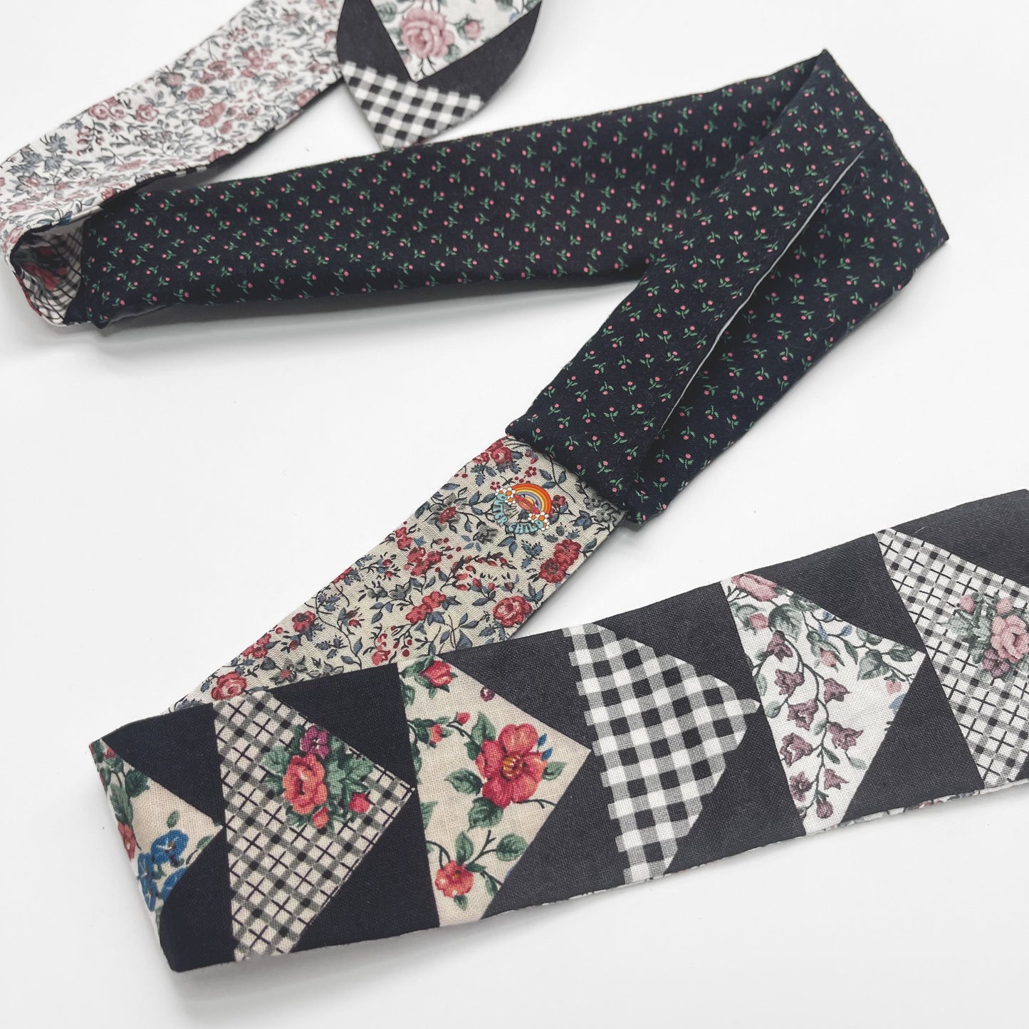 Retro Scarf - Black, White and Pink Floral