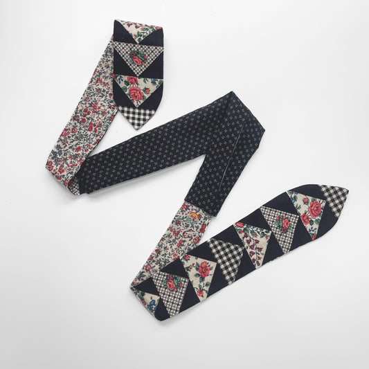 Retro Scarf - Black, White and Pink Floral