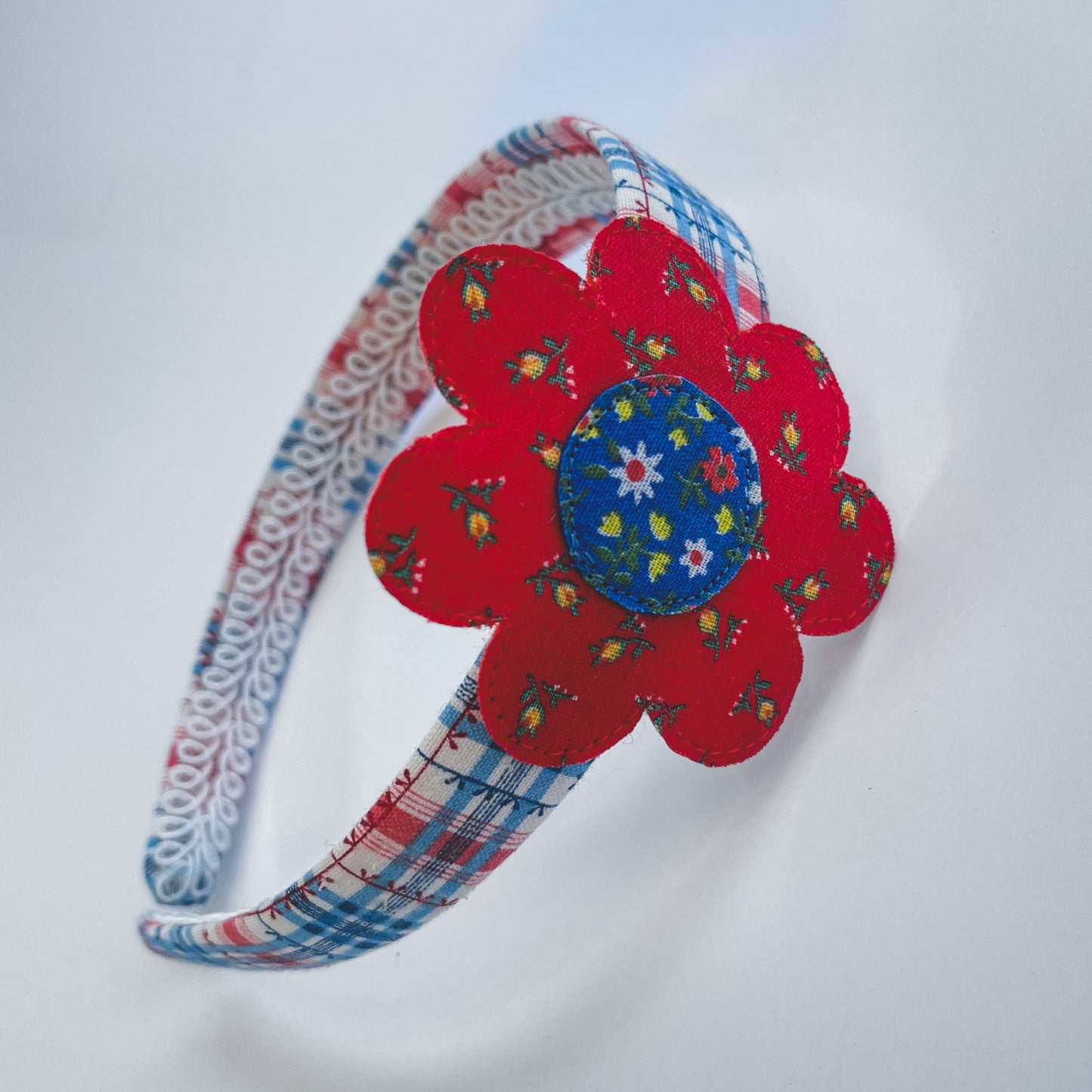 Retro Flower Headband - Red, White, and Blue