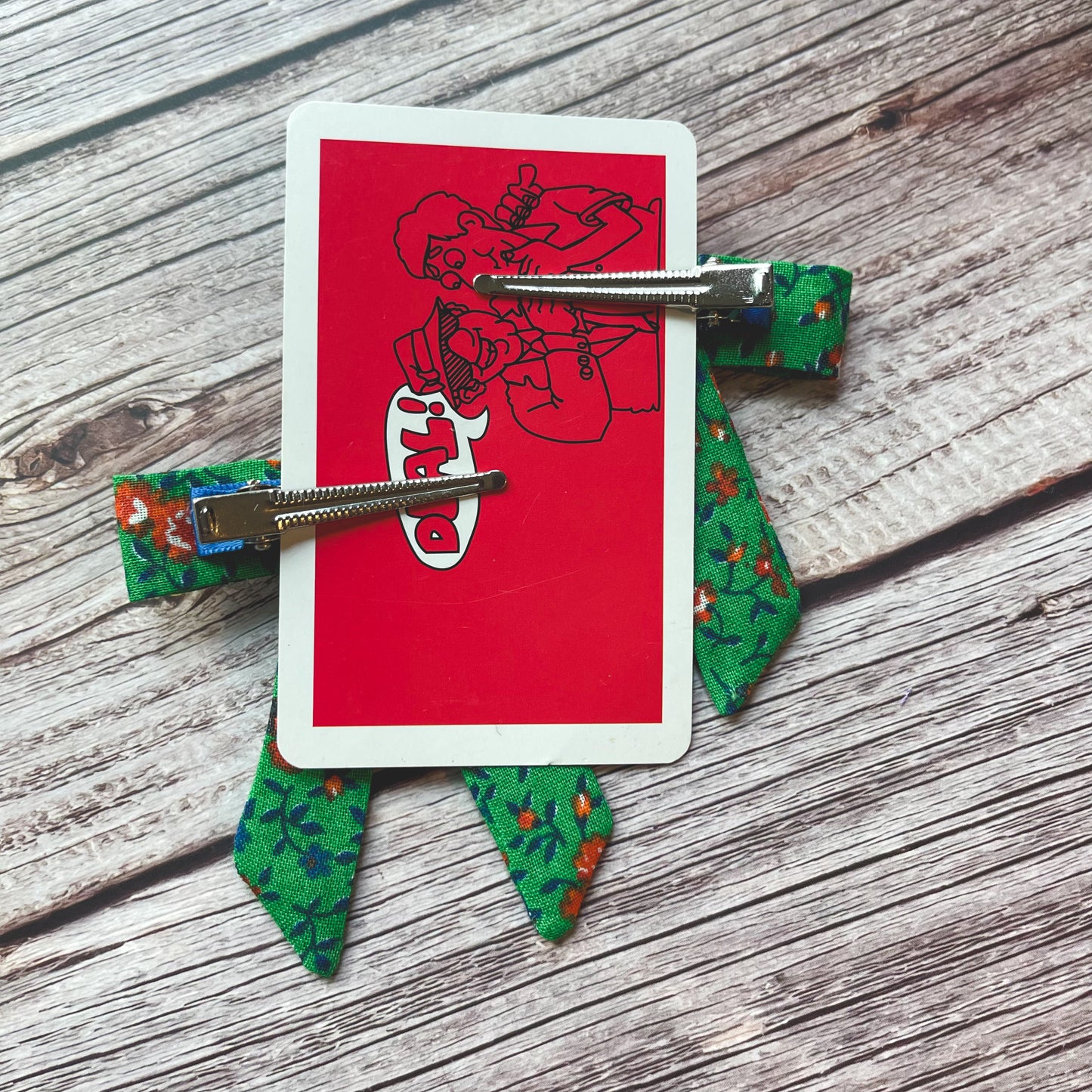 Green, Red, Blue Floral Vintage Fabric Handmade Hair Bows