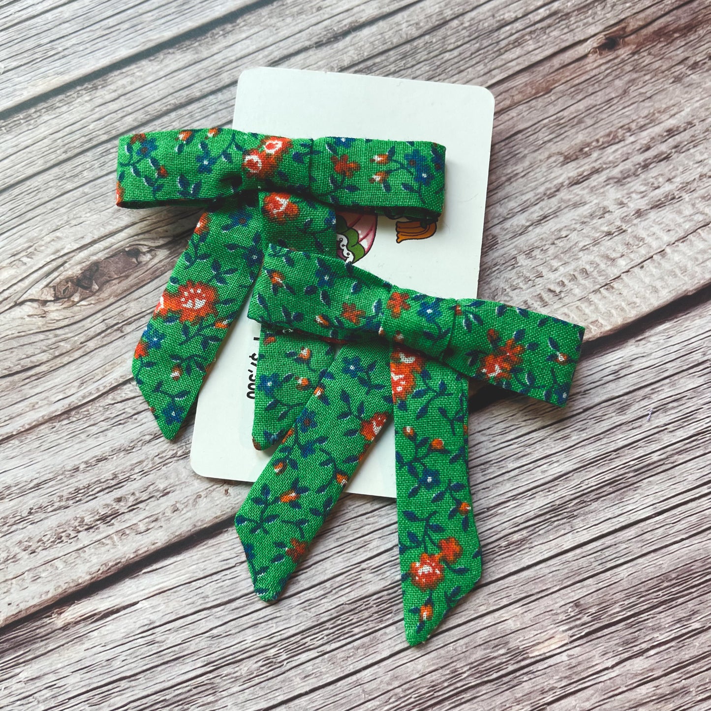 Green, Red, Blue Floral Vintage Fabric Handmade Hair Bows