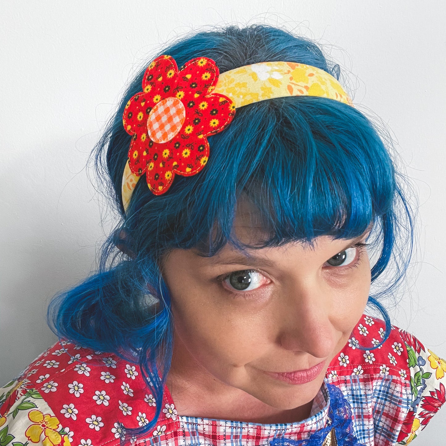 Retro Flower Headband - Red and Yellow