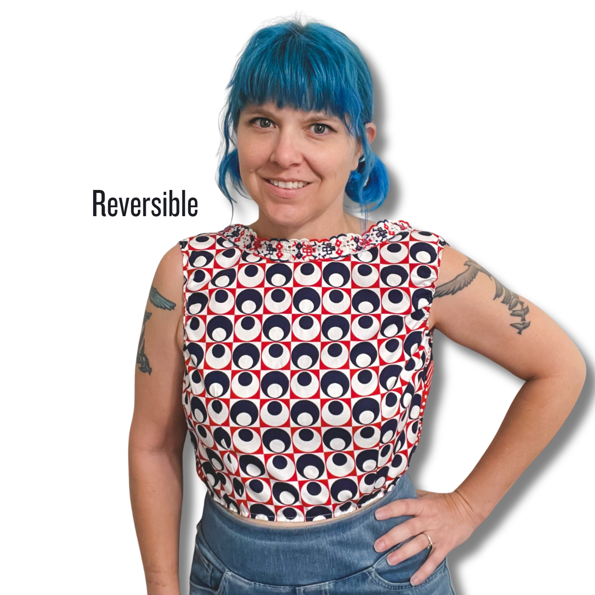 60s Summer Reversible Tie Tank - Size M