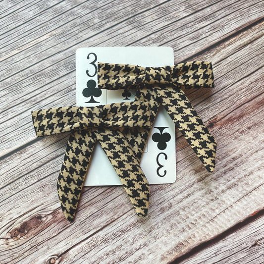 Houndstooth Vintage Fabric Handmade Hair Bows