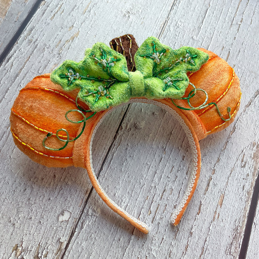 Hand Beaded Luxury Pumpkin Mouse Ear Headband