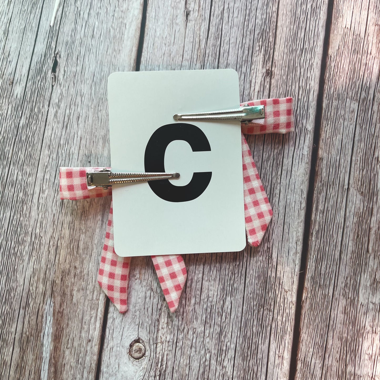 Pink Gingham Vintage Fabric Handmade Hair Bows