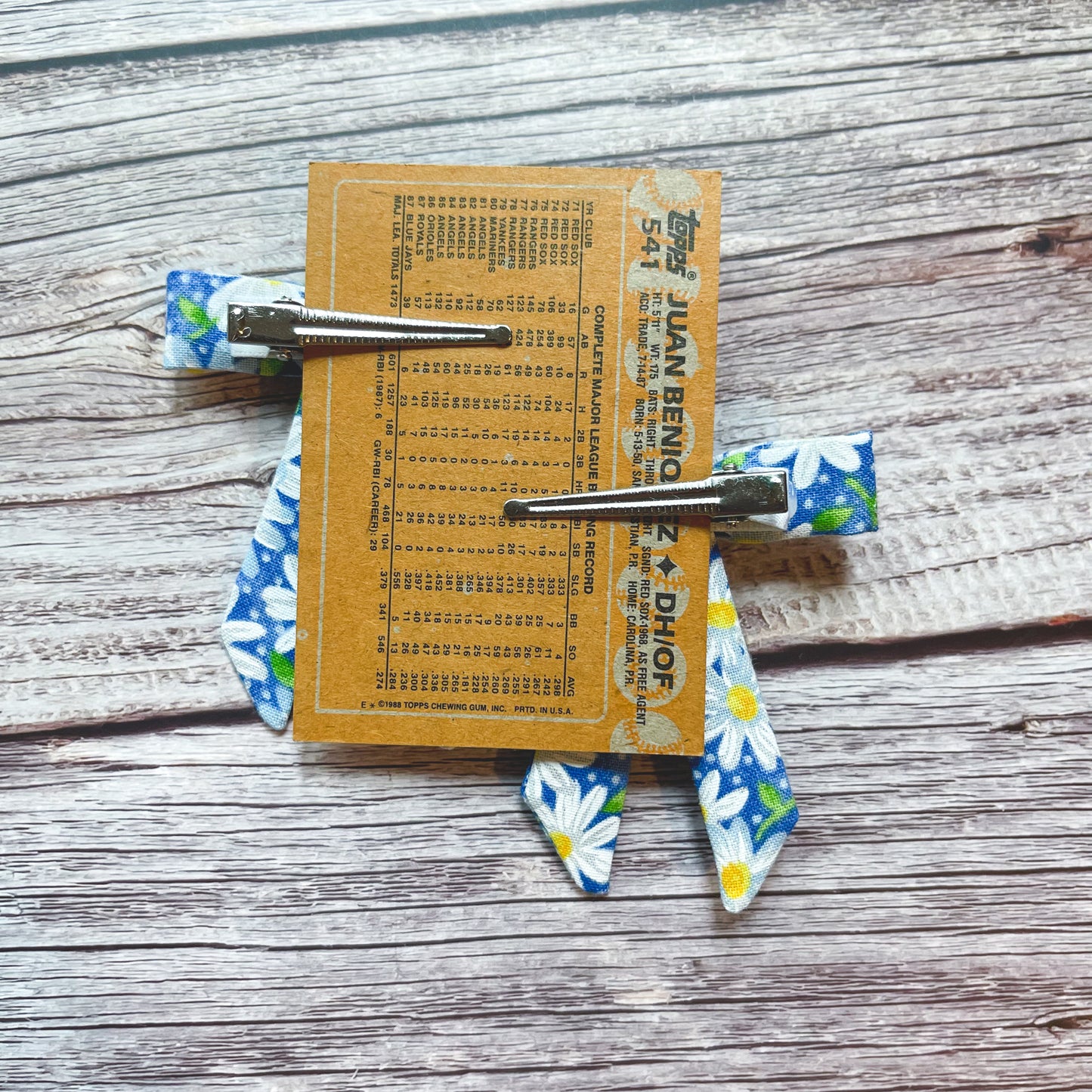 Blue Daisy Vintage Fabric Handmade Hair Bows