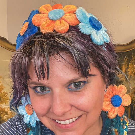 Complementary Colors are Nice - Blue & Yellow Daisies - Interchangeable Hair Tie/Clip