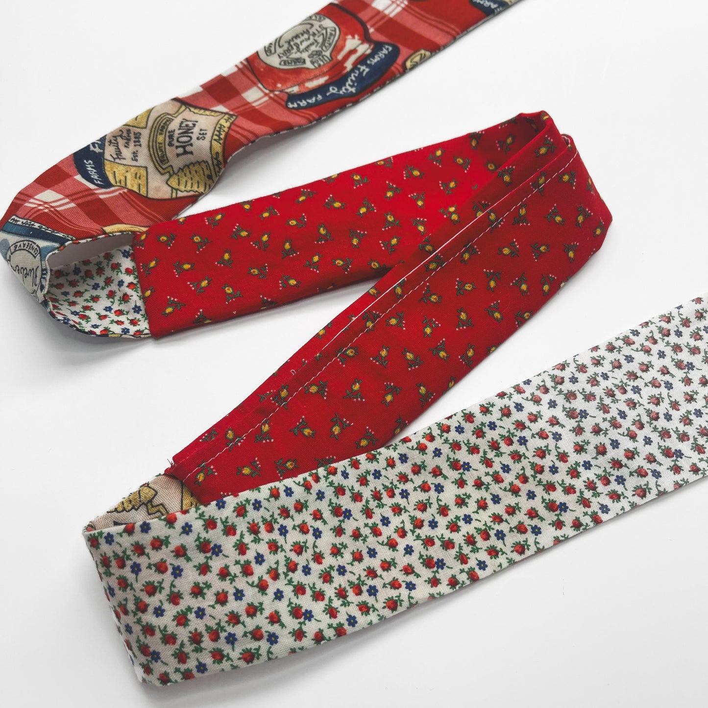 Retro Scarf - Red, White and Blue Flowers and Jams
