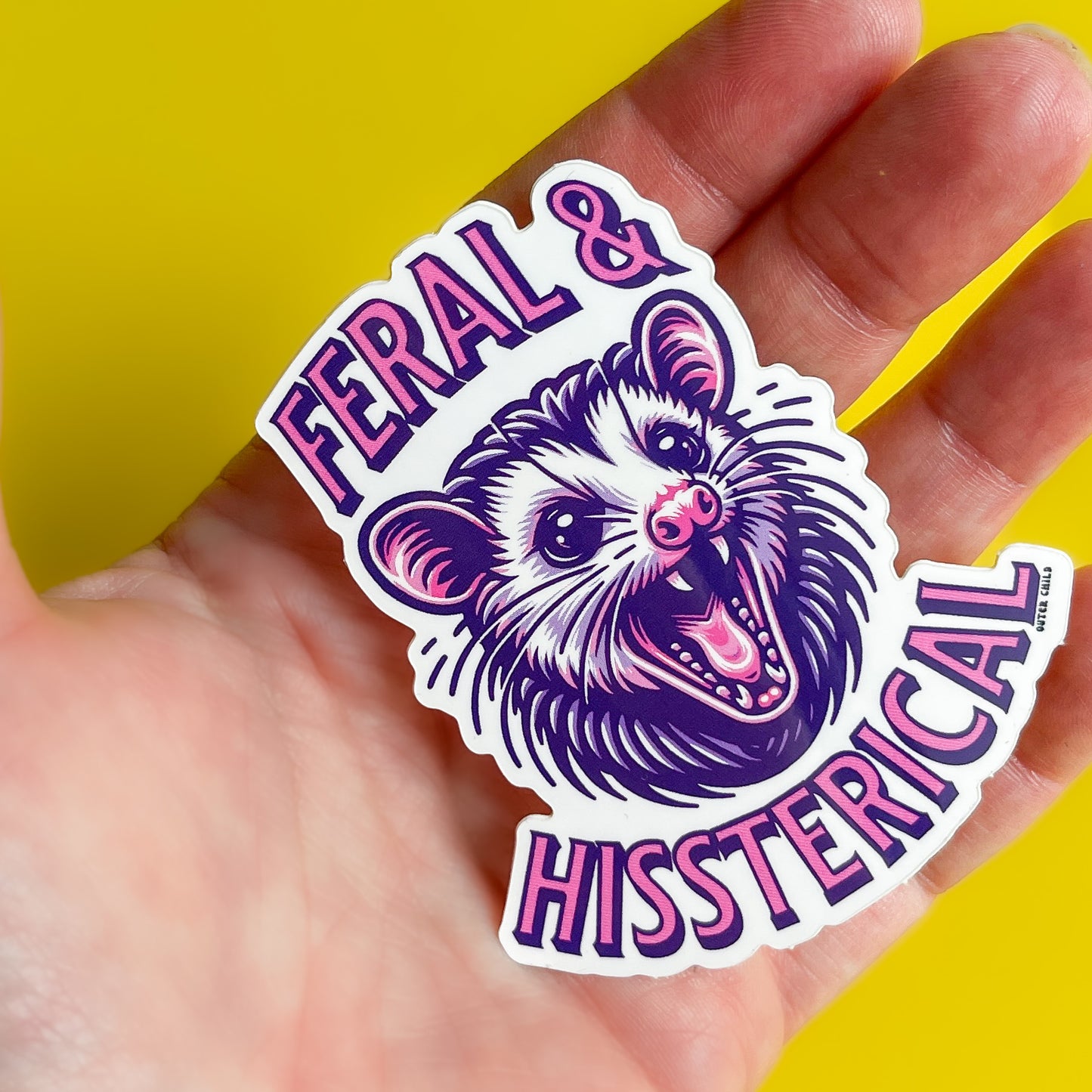 Feral and HISSterical Possum Sticker