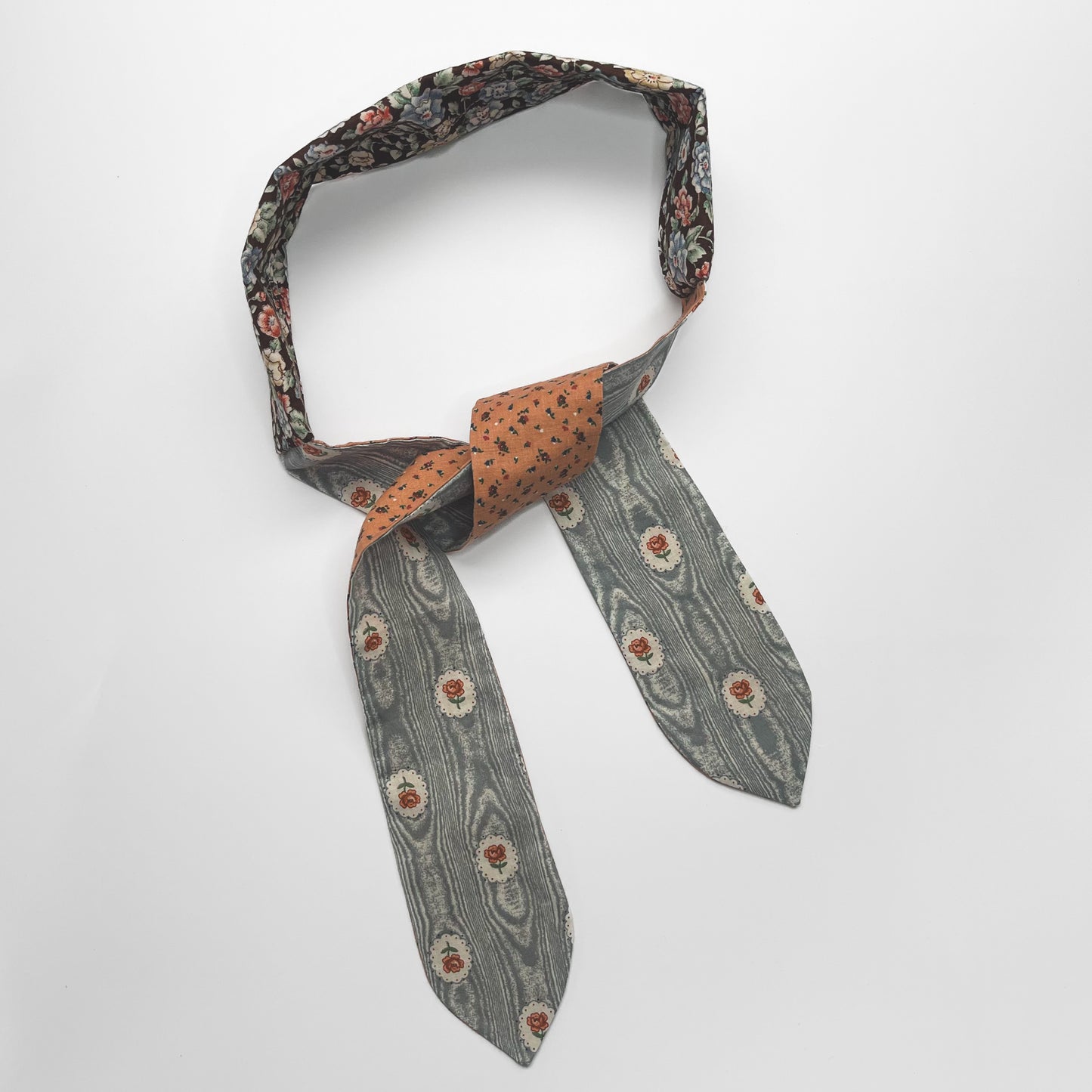 Retro Scarf - Brown, Pink and Gray Floral