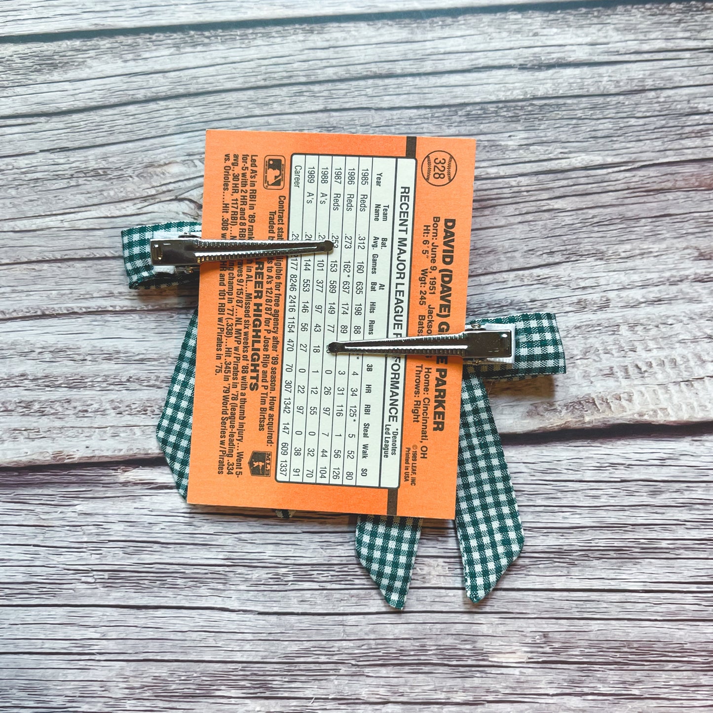 Green Gingham Check Vintage Fabric Handmade Hair Bows