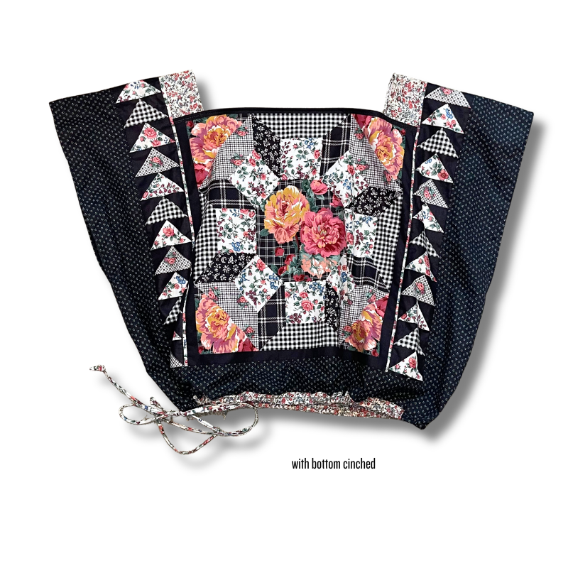Black & Roses Quilt Boxy Crop Top - Size 2X/3X