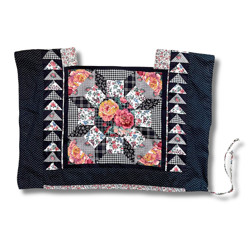 Black & Roses Quilt Boxy Crop Top - Size 2X/3X