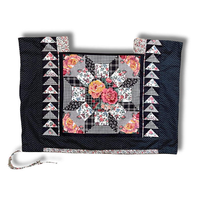 Black & Roses Quilt Boxy Crop Top - Size 2X/3X