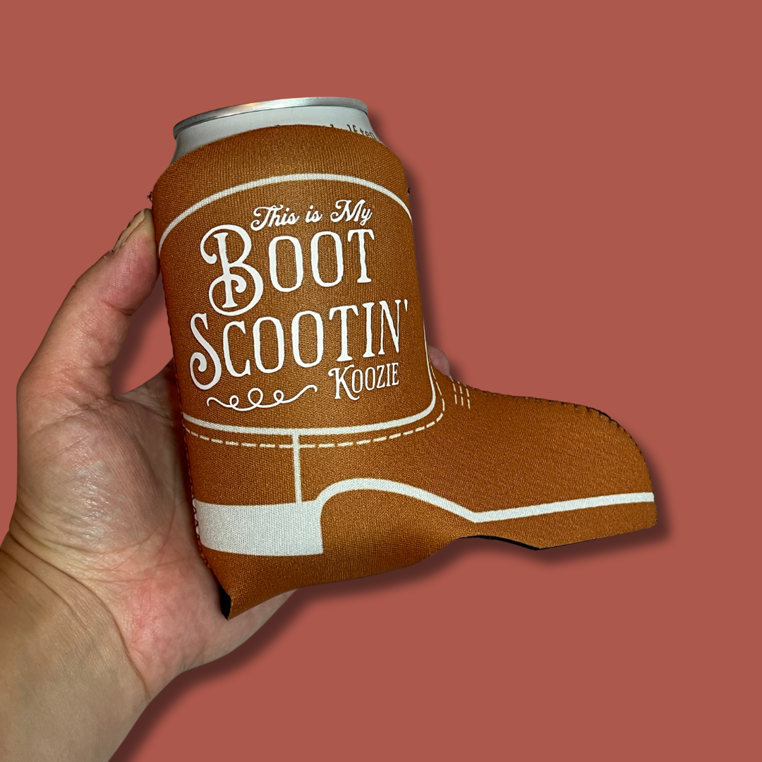 Boot Scootin' Koozie Cowgirl Boot Can Cooler Drink Sleeve