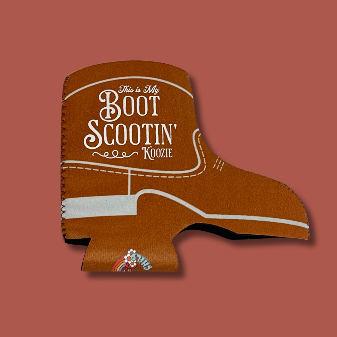 Boot Scootin' Koozie Cowgirl Boot Can Cooler Drink Sleeve