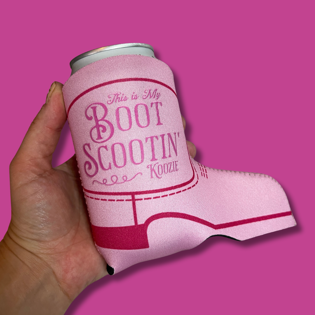 Boot Scootin' Koozie Cowgirl Boot Can Cooler Drink Sleeve