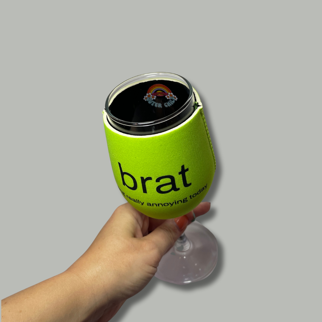 brat - being really annoying today Wine Glass Sleeve