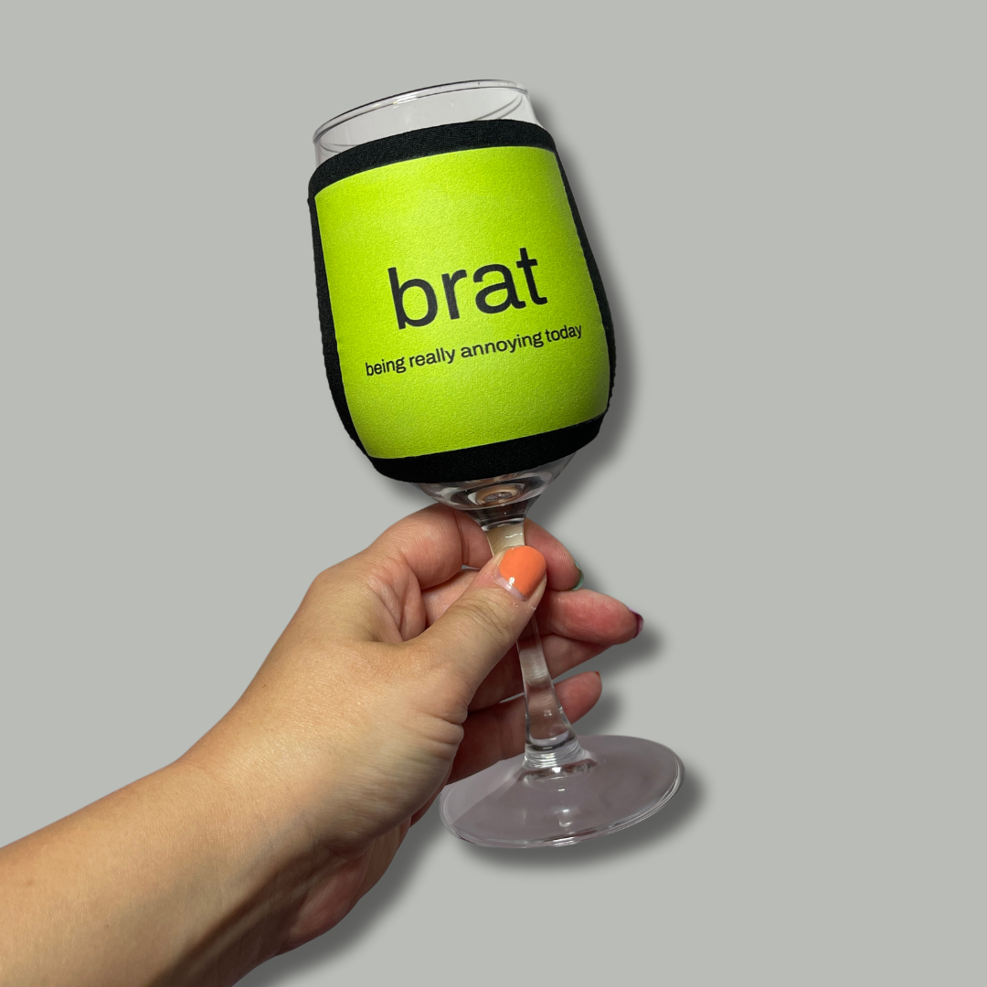 brat - being really annoying today Wine Glass Sleeve