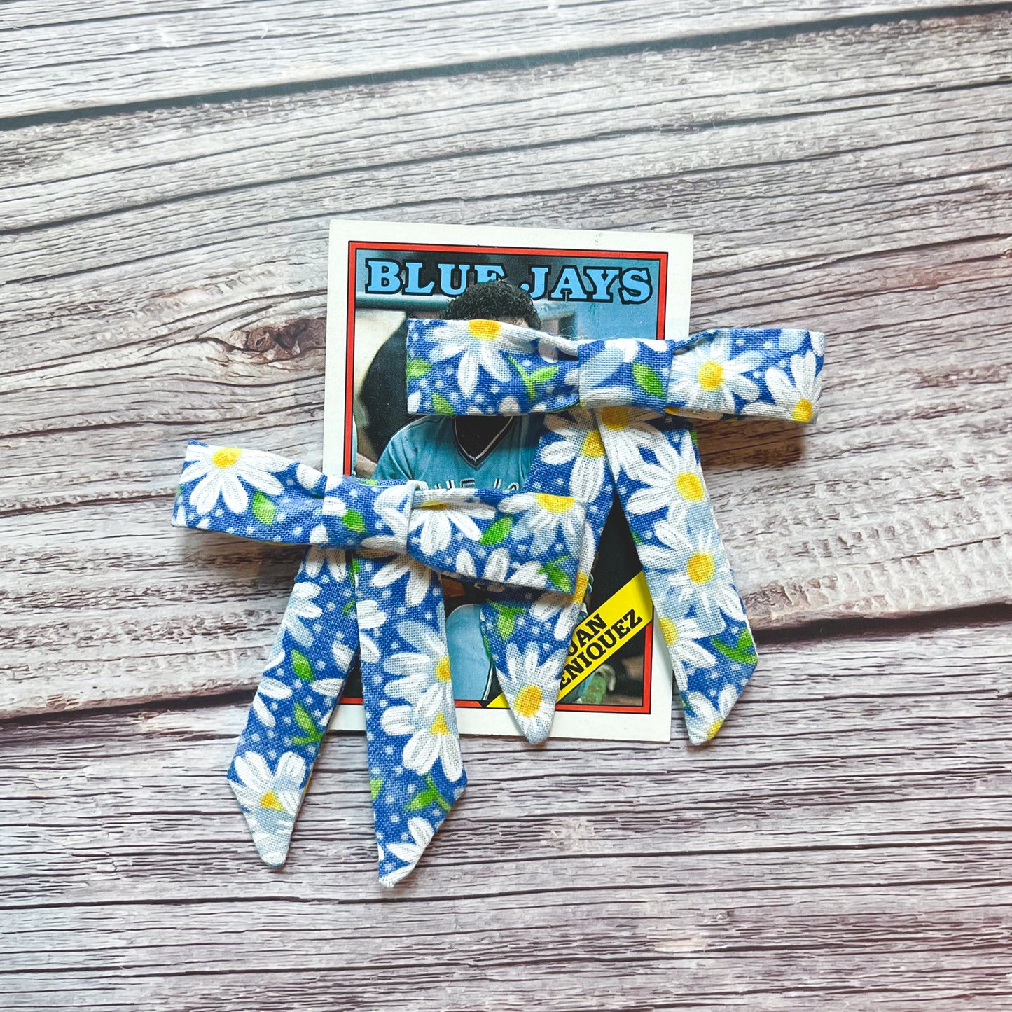 Blue Daisy Vintage Fabric Handmade Hair Bows