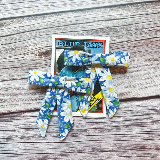 Blue Daisy Vintage Fabric Handmade Hair Bows