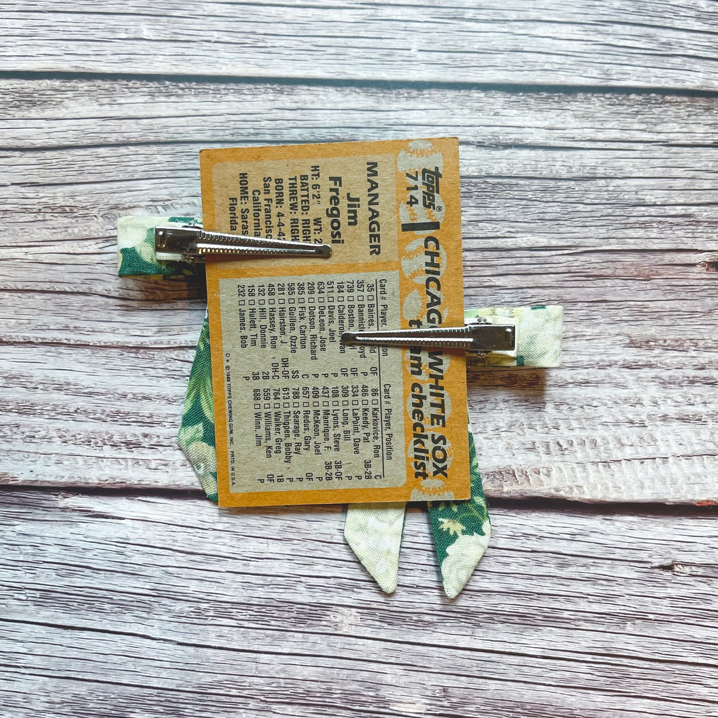 Green Floral Vintage Fabric Handmade Hair Bows