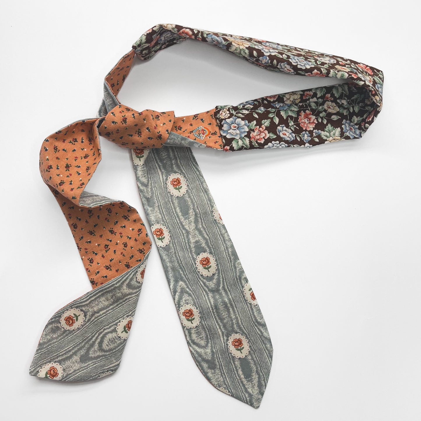 Retro Scarf - Brown, Pink and Gray Floral
