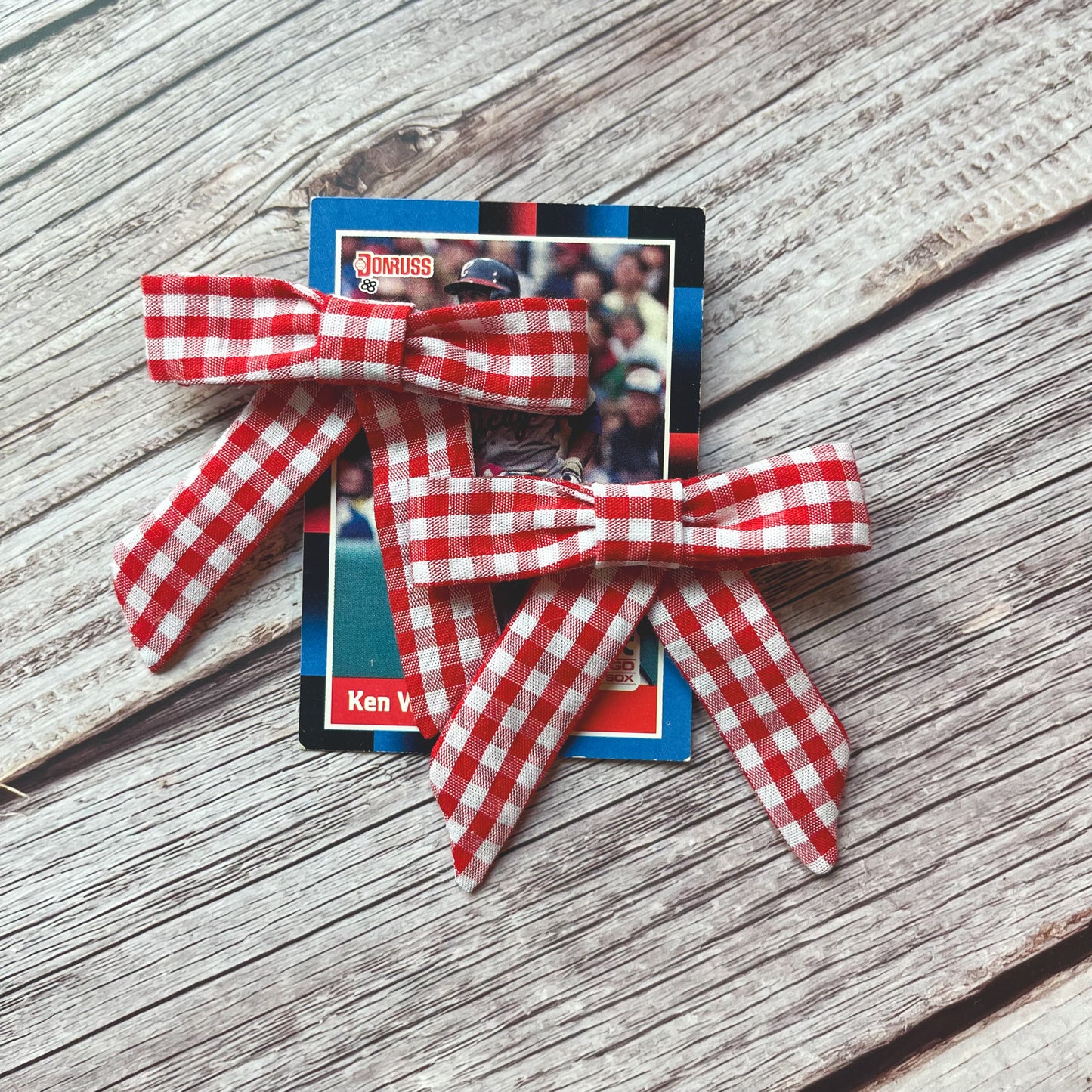 Red Gingham Vintage Fabric Handmade Hair Bows