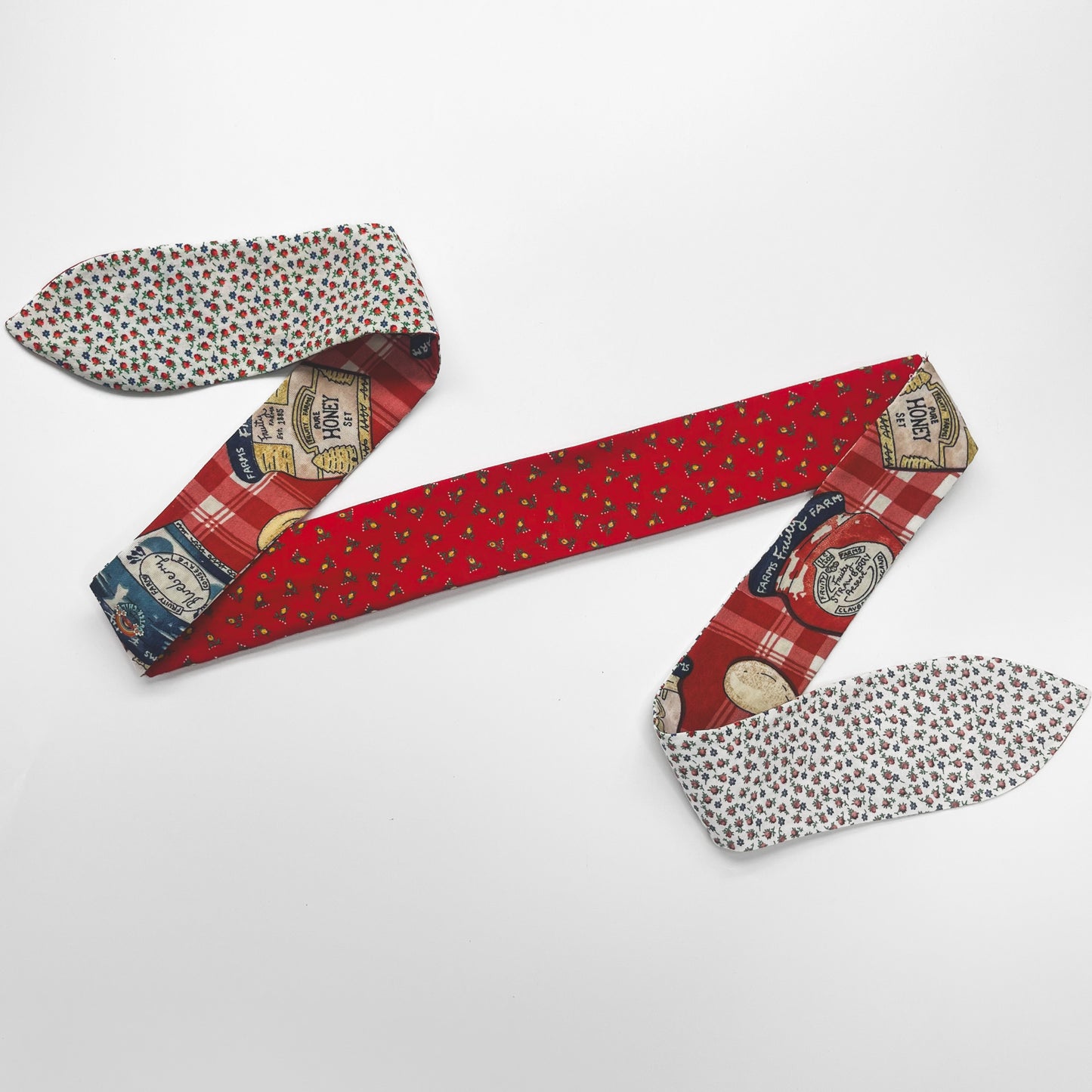 Retro Scarf - Red, White and Blue Flowers and Jams