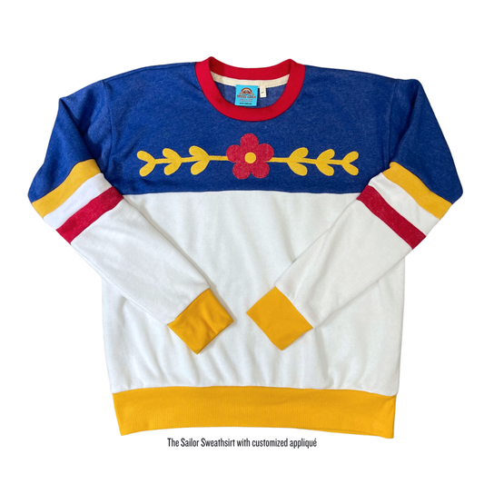 The Sailor Sweatshirt with Flower Appliqué - Size L