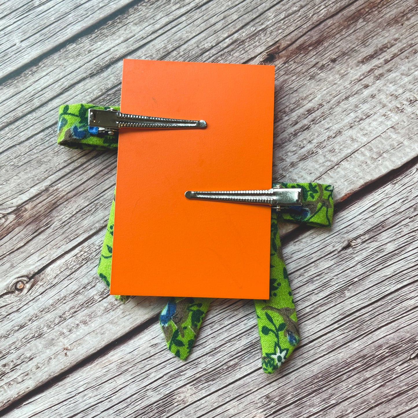 Bright Green and Blue Floral Vintage Fabric Handmade Hair Bows